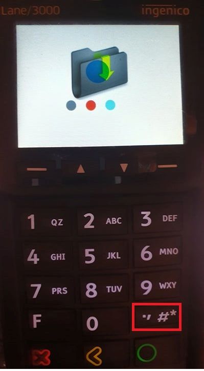 Ingenico terminal showing downloading indicator when no UPP loaded