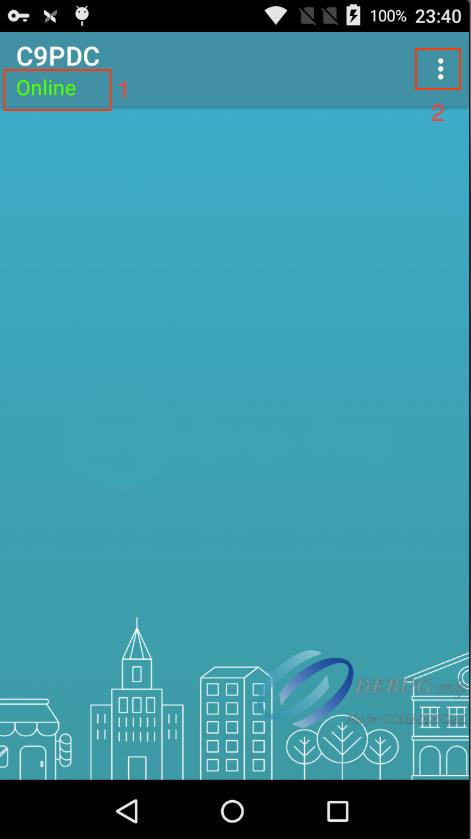 C9PDC app running on A920 showing Online status